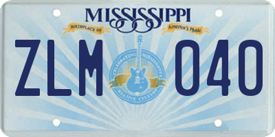 MS license plate ZLM040