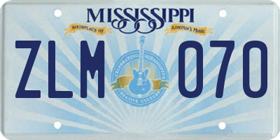 MS license plate ZLM070