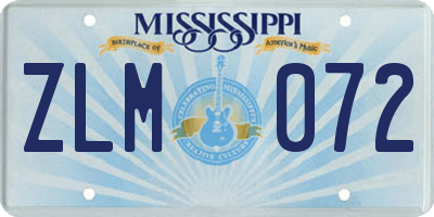 MS license plate ZLM072