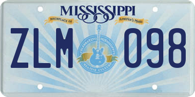 MS license plate ZLM098