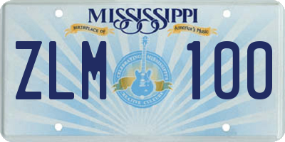 MS license plate ZLM100