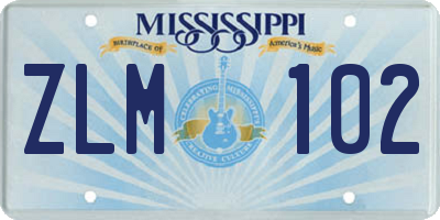MS license plate ZLM102