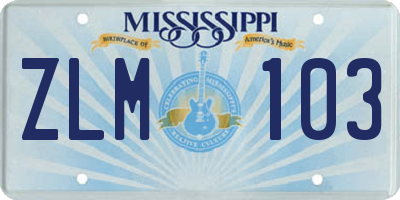 MS license plate ZLM103