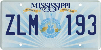 MS license plate ZLM193