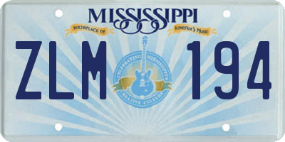MS license plate ZLM194