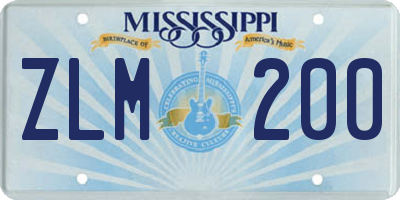 MS license plate ZLM200