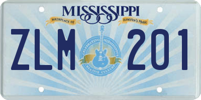 MS license plate ZLM201