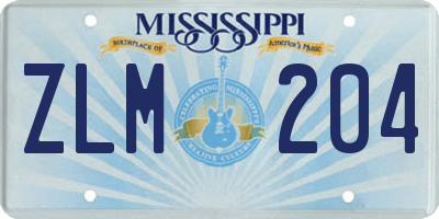 MS license plate ZLM204