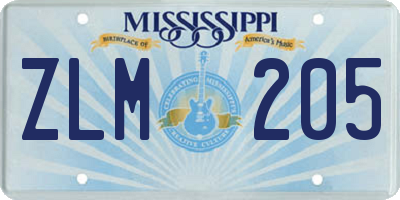 MS license plate ZLM205