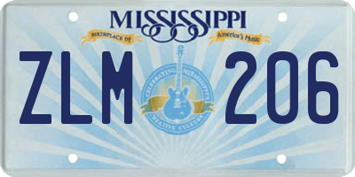 MS license plate ZLM206