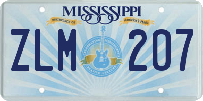 MS license plate ZLM207