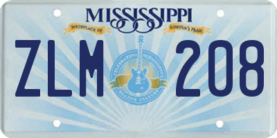 MS license plate ZLM208