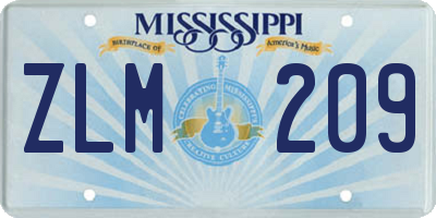 MS license plate ZLM209