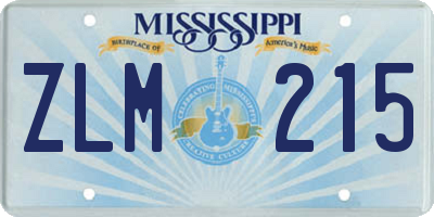 MS license plate ZLM215