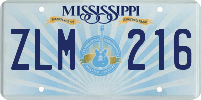 MS license plate ZLM216