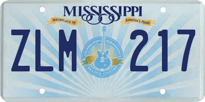 MS license plate ZLM217