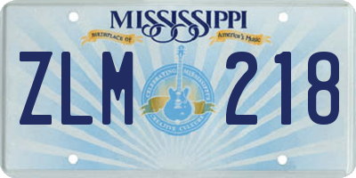 MS license plate ZLM218