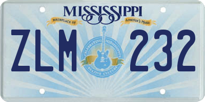 MS license plate ZLM232