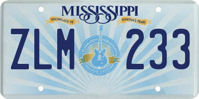 MS license plate ZLM233