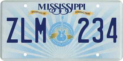 MS license plate ZLM234