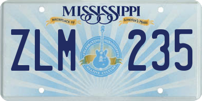 MS license plate ZLM235