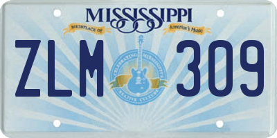 MS license plate ZLM309