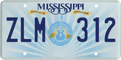 MS license plate ZLM312