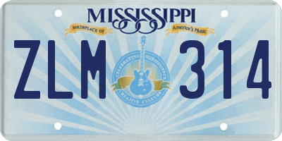 MS license plate ZLM314