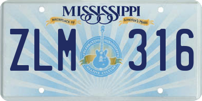 MS license plate ZLM316