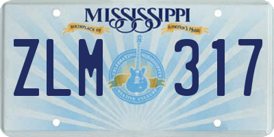 MS license plate ZLM317