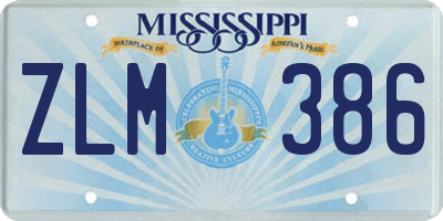 MS license plate ZLM386
