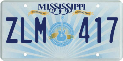 MS license plate ZLM417
