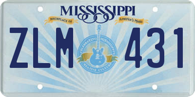 MS license plate ZLM431