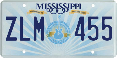 MS license plate ZLM455