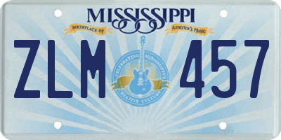 MS license plate ZLM457