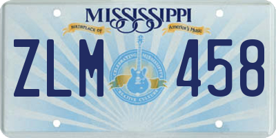 MS license plate ZLM458