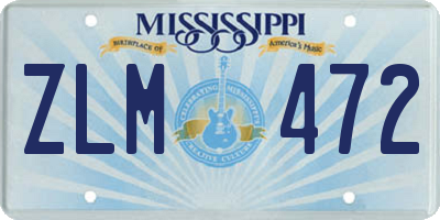 MS license plate ZLM472