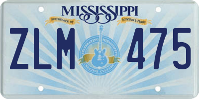 MS license plate ZLM475