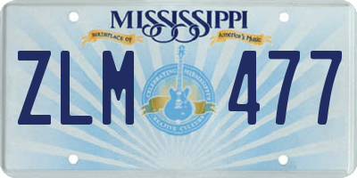 MS license plate ZLM477