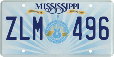 MS license plate ZLM496