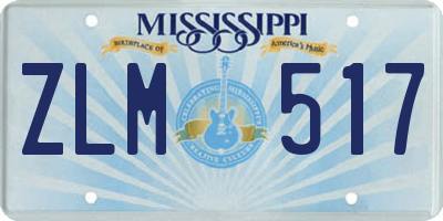 MS license plate ZLM517