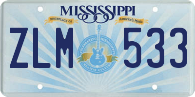 MS license plate ZLM533