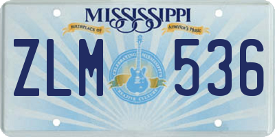 MS license plate ZLM536