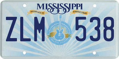 MS license plate ZLM538