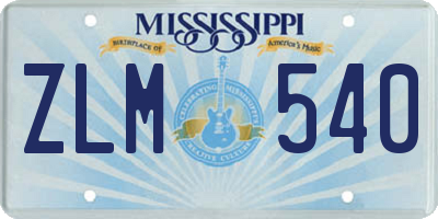 MS license plate ZLM540