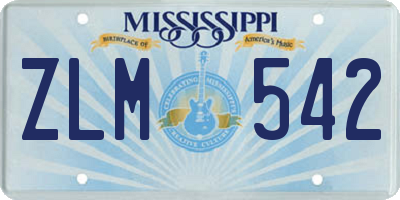 MS license plate ZLM542