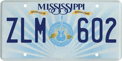 MS license plate ZLM602