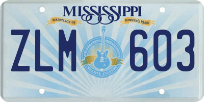 MS license plate ZLM603