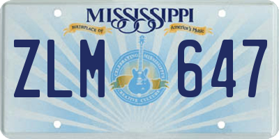 MS license plate ZLM647