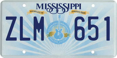 MS license plate ZLM651